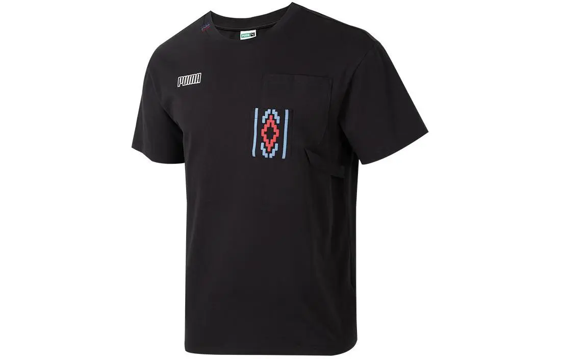 PUMA T-Shirts Men's Black Crew Neck Moderate Straight Fit