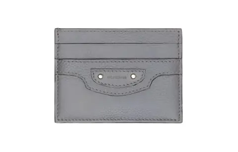 Balenciaga Fashion Grained Calfskin Card Holder Mini Unisex Gray
