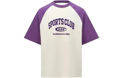 Reebok T Shirts Unisex Purple Crew Neck Moderate Straight Fit