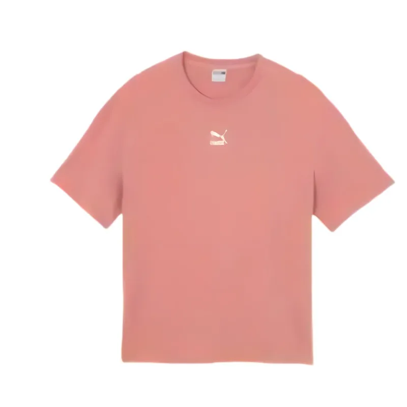PUMA CLASSICS T-Shirts Men's Rose Pink Crew Neck Moderate Straight Fit
