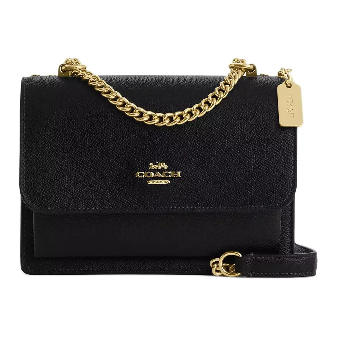 COACH Leather Shoulder Bag Small Women's Black
