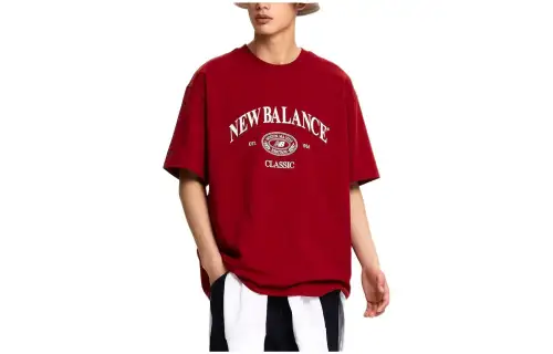 New Balance UNI HERITAGE T Shirts Unisex Red Crew Neck Moderate Other