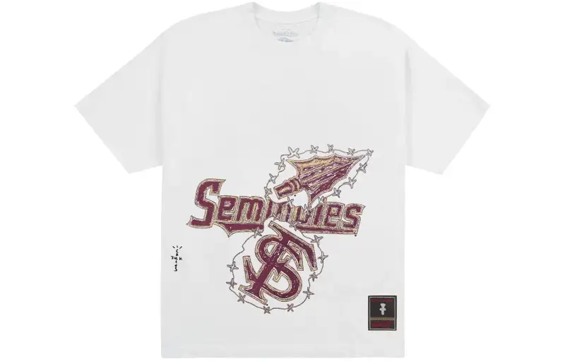 Travis Scott X Mitchell & Ness Florida State Seminoles Hand Drawn T Shirt
