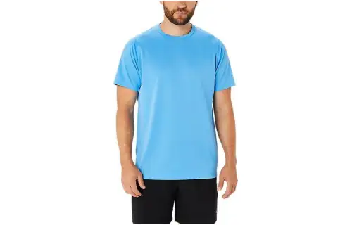 ASICS T Shirts Men's Blue Crew Neck Moderate Straight Fit