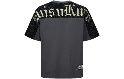 EVISU T Shirts Men's Charcoal Gray Crew Neck Moderate Straight Fit