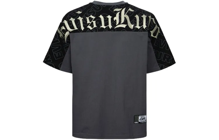 EVISU T Shirts Men's Charcoal Gray Crew Neck Moderate Straight Fit