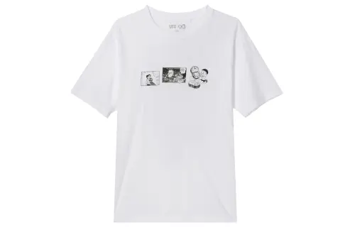UNIQLO X Doraemon T Shirts Unisex 00 White Crew Neck Moderate Straight Fit