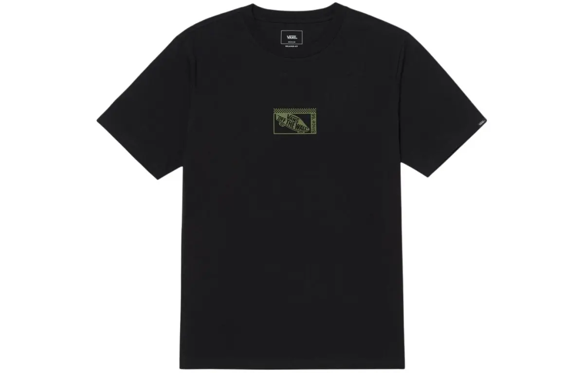 Vans T-Shirts Men's Black Crew Neck Moderate Straight Fit
