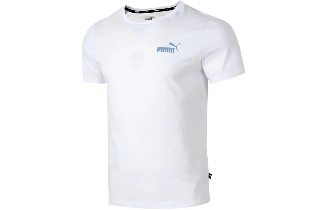 PUMA ESS T-Shirts Men's White Crew Neck Moderate Straight Fit