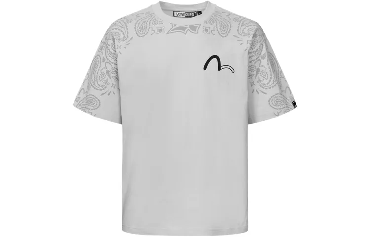 EVISU T Shirts Men's Gray Crew Neck Moderate Straight Fit