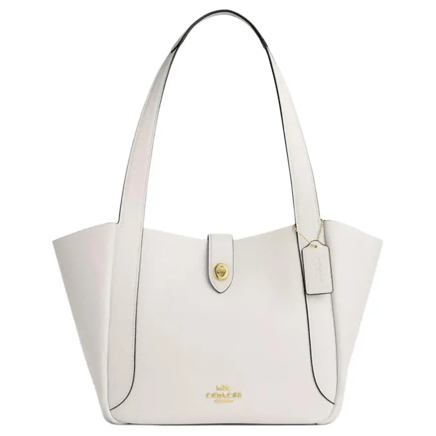 COACH Hadley Leather Tote Bag, Shopping Bag, Shoulder Bag Large Women's Ecru