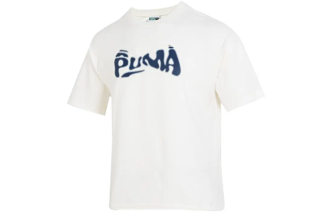 PUMA T-Shirts Men's White Crew Neck Moderate Straight Fit
