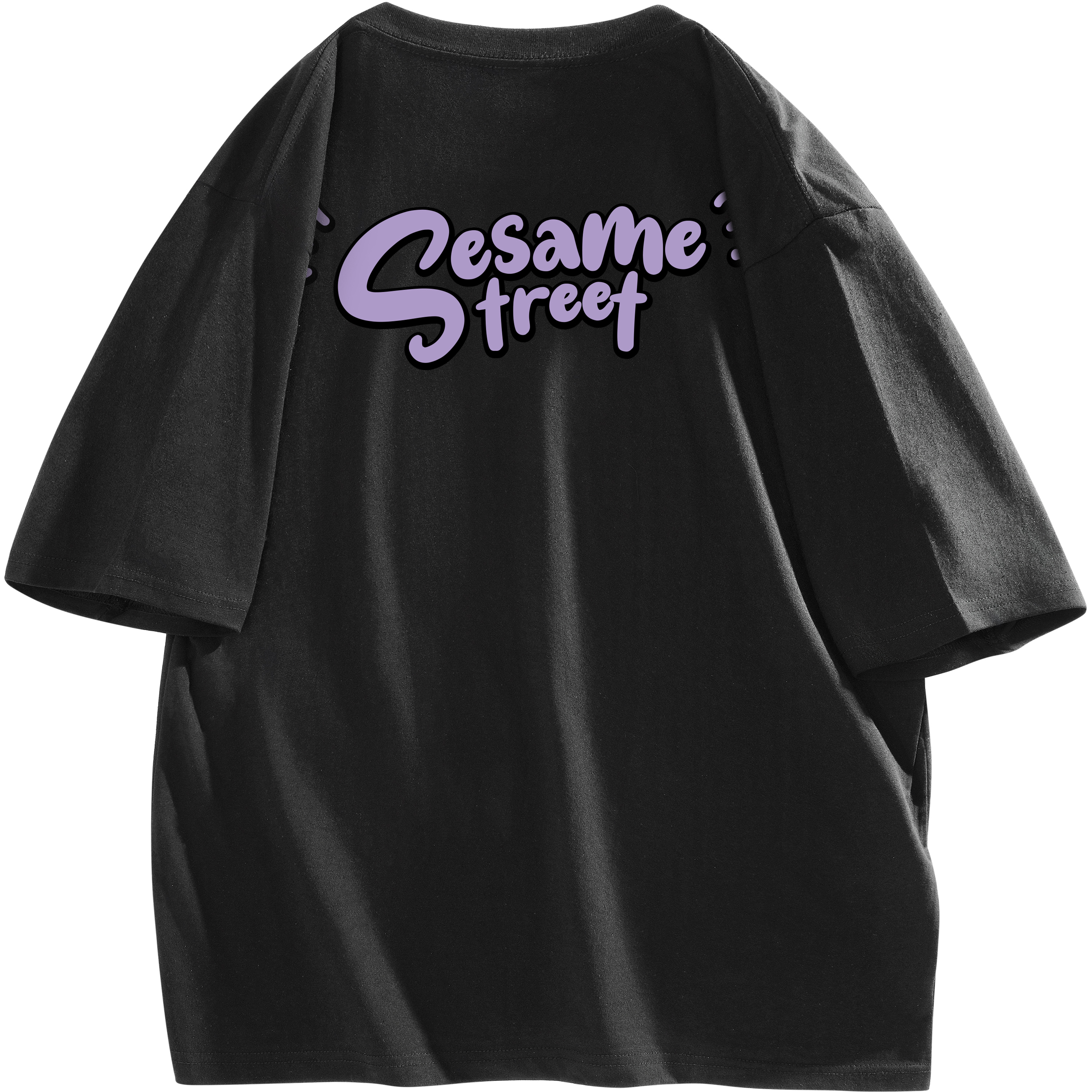 SESAME STREET Base cartoon cotton sesame oil for leisure, fashionable T-shirt with a round collar, long-sleeve for men and women, for teenagers