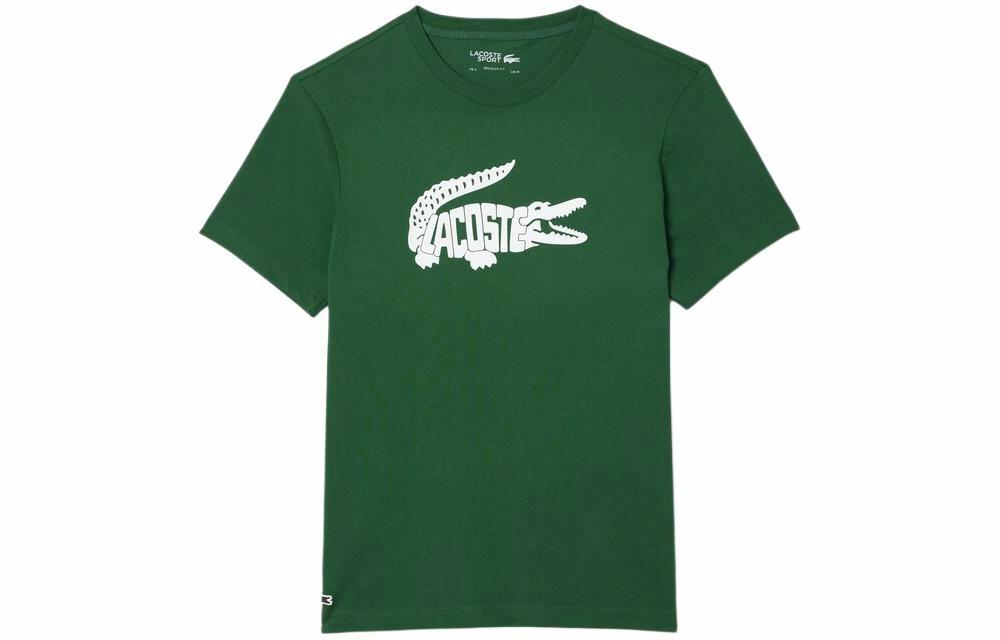 Мужская футболка LACOSTE (зелено-белая)