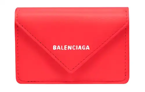 Balenciaga Luggage Collection Cow Leather Wallet Mini Women's Red