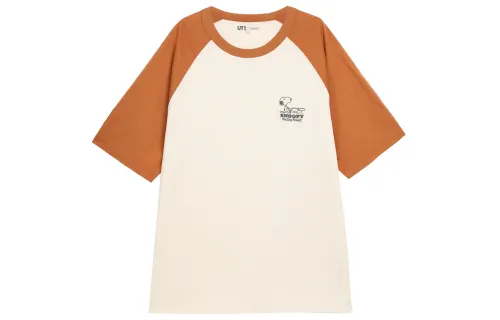 UNIQLO T Shirts Unisex Orange Crew Neck Moderate
