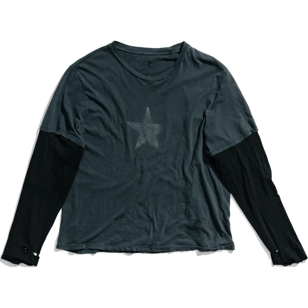 OUR LEGACY FW24 A.1 WORK SHOP CRAFT Series Star Print Spliced Sleeve Long Sleeve T-Shirt Men's Black
