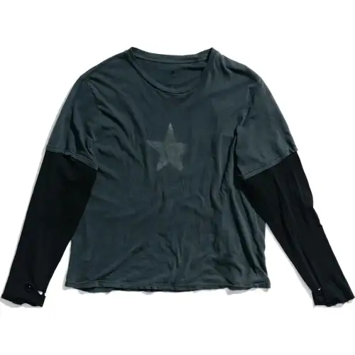 OUR LEGACY FW24 A.1 WORK SHOP CRAFT Series Star Print Spliced Sleeve Long Sleeve T-Shirt Men's Black