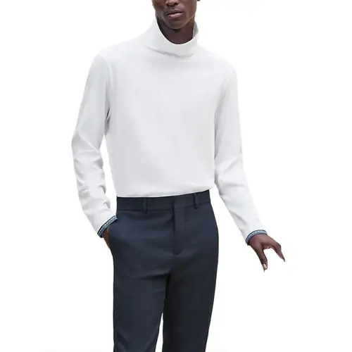 HERMES T Shirts Men's White Turtleneck Moderate