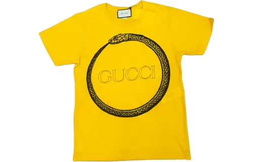GUCCI T Shirts Men's Yellow Crew Neck Moderate Straight Fit