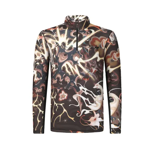 FILA EXPLORE Collection, Fashion Stand Collar Outdoor Artistic Style Fleece Lined Long Sleeved T Shirt Men's