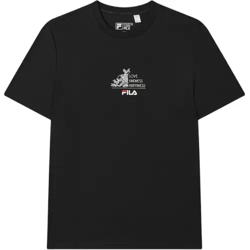 FILA T Shirts Men's Jet Black BK Crew Neck Moderate