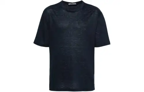 Palm Angels logo-embroidered linen T-shirt