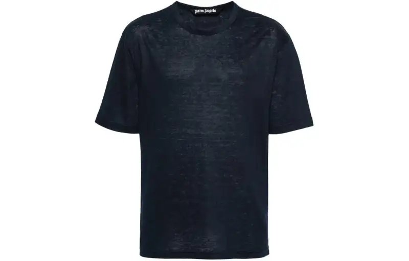 Palm Angels logo-embroidered linen T-shirt