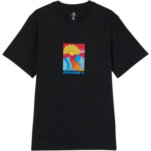 Converse T Shirts Men's Black Crew Neck Moderate Straight Fit