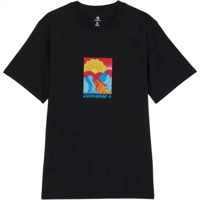 Converse T Shirts Men's Black Crew Neck Moderate Straight Fit