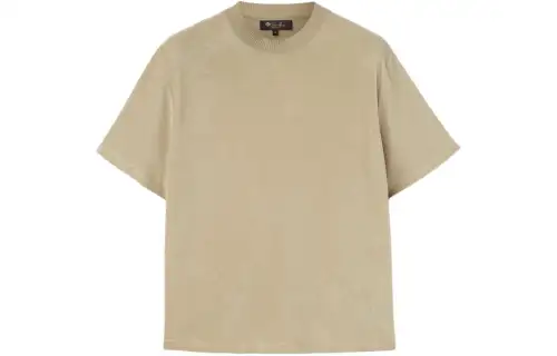Loro Piana T Shirts Men's Beige Crew Neck Moderate Straight Fit