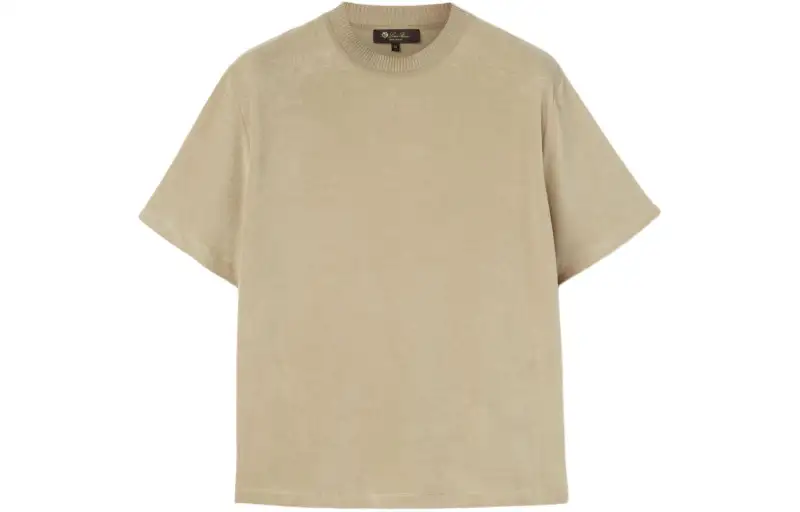 Loro Piana T Shirts Men's Beige Crew Neck Moderate Straight Fit