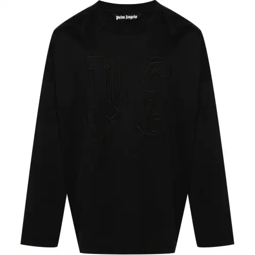 PALM ANGELS Monogram embroidered Cotton T shirt