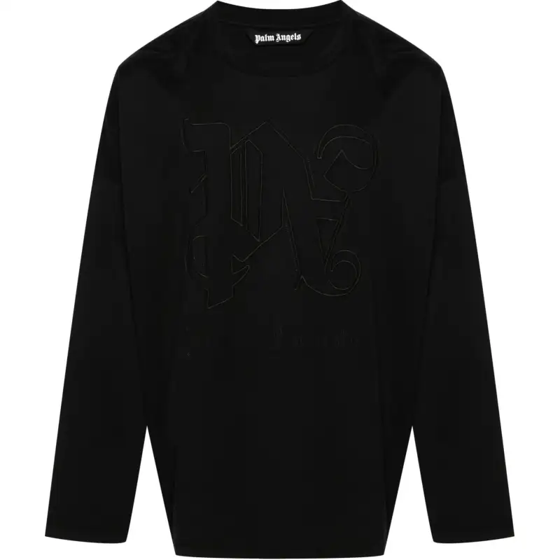 PALM ANGELS Monogram embroidered Cotton T shirt