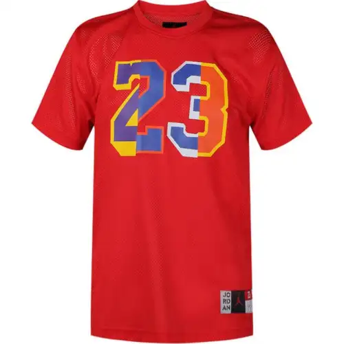 Jordan T Shirts Men's Red Crew Neck Moderate Straight Fit
