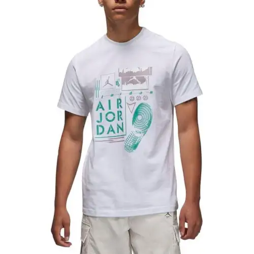 Jordan T Shirts Men's White Crew Neck Moderate Straight Fit