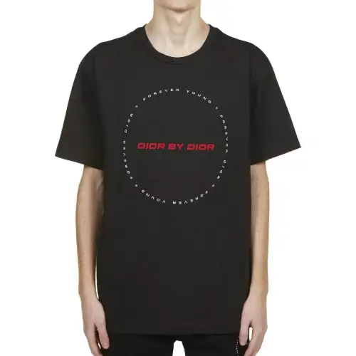 DIOR T Shirts Men's Black Crew Neck Moderate Straight Fit