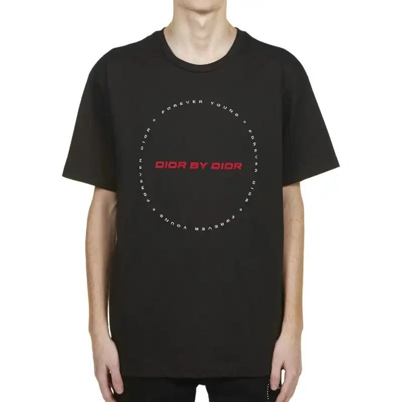 DIOR T Shirts Men's Black Crew Neck Moderate Straight Fit