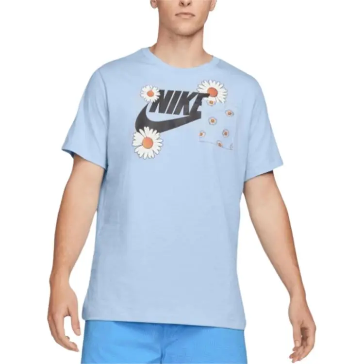 Nike T-Shirts Men's Blue Crew Neck Moderate