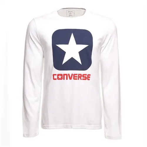 Converse T Shirts Men's White Crew Neck Moderate Straight Fit