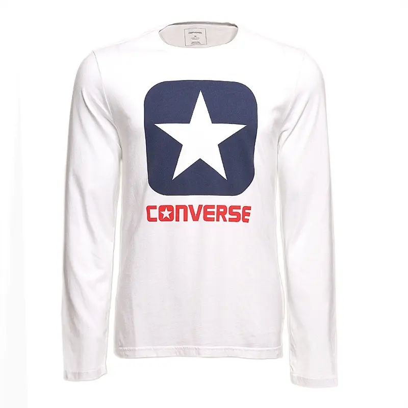 Converse T Shirts Men's White Crew Neck Moderate Straight Fit