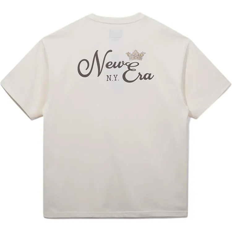 New Era T-Shirts Unisex Ivory White Crew Neck Moderate