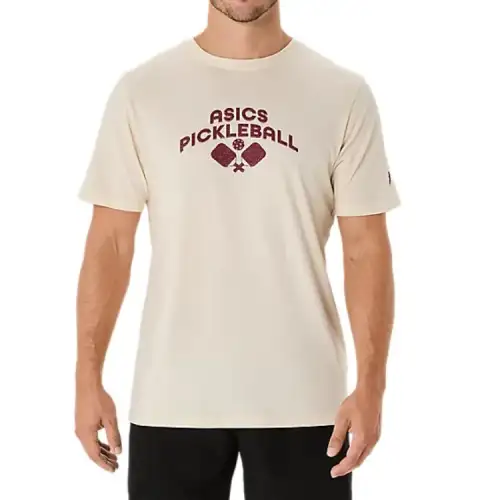 ASICS T Shirts Unisex Beige Crew Neck Moderate Straight Fit