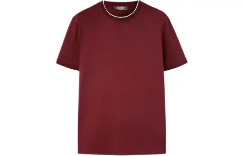 Loro Piana T Shirts Men's Red Crew Neck Moderate Straight Fit