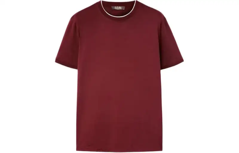 Loro Piana T Shirts Men's Red Crew Neck Moderate Straight Fit