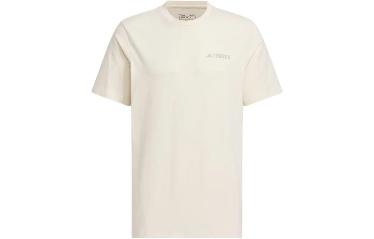 Adidas T-Shirts Men's Beige Crew Neck Moderate Straight Fit