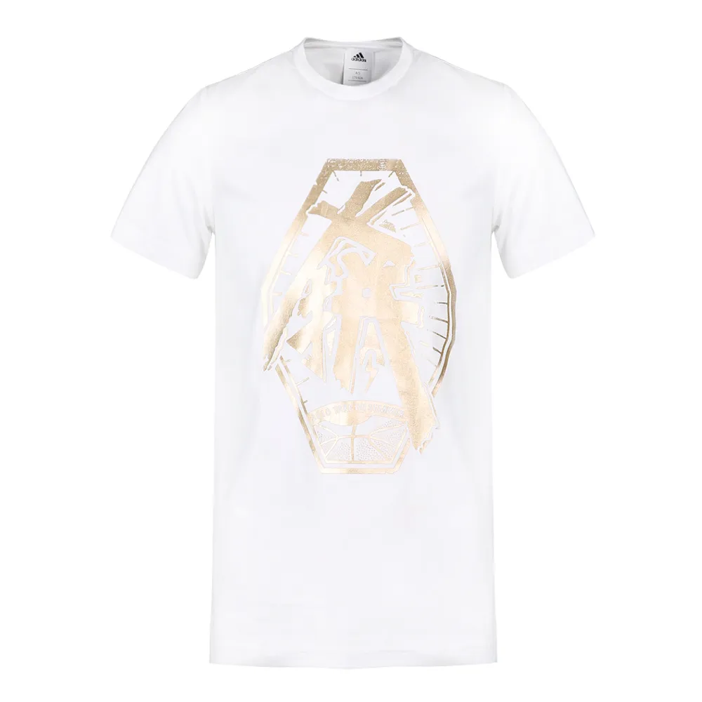 Adidas T-Shirts Men's White Crew Neck Moderate Straight Fit