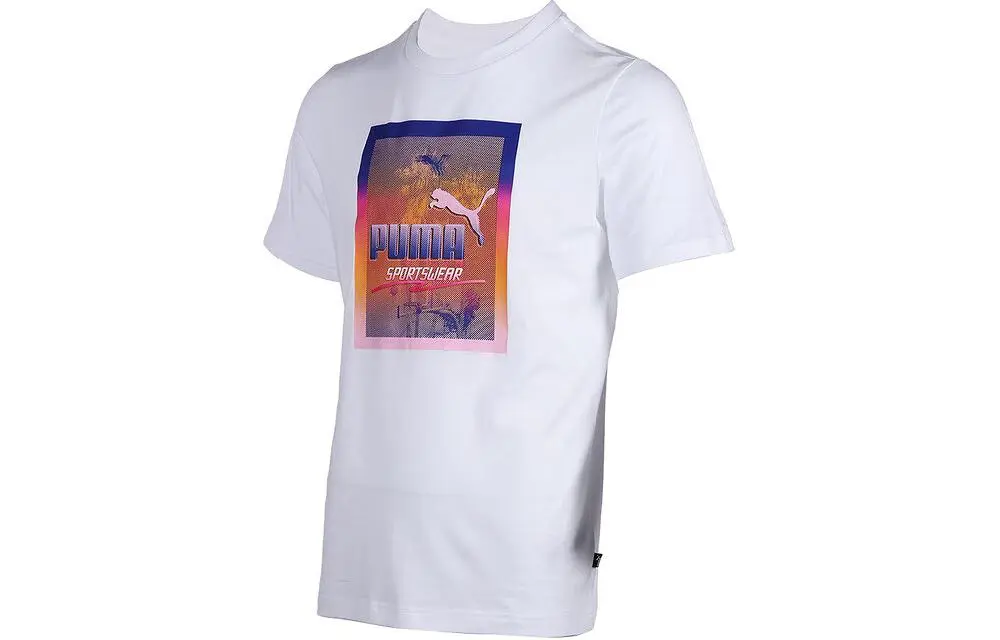 PUMA T-Shirts Men's White Crew Neck Moderate