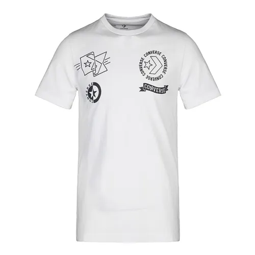 Converse T Shirts Men's White Crew Neck Moderate Straight Fit