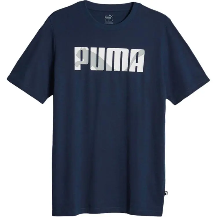 PUMA T-Shirts Men's Blue Crew Neck Moderate Straight Fit